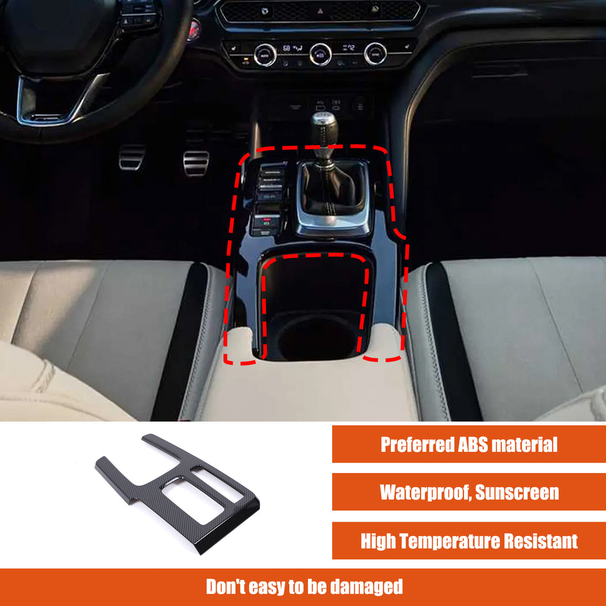 ABS Carbon Fiber Center Console Gear Shift Frame For Acura Integra 2023-2024 15