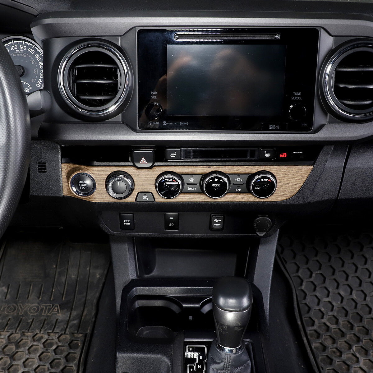 Wood Grain Interior Center Console Cover Trim For Toyota Tacoma 2016-2023 106