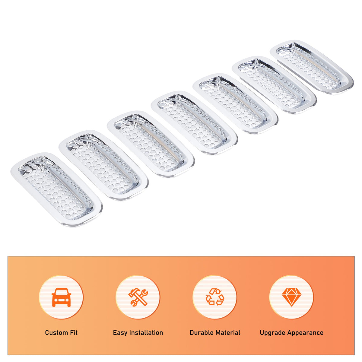 ABS Silver Front Grille Insect Screen Cover For Hummer H3 2005-2009 10