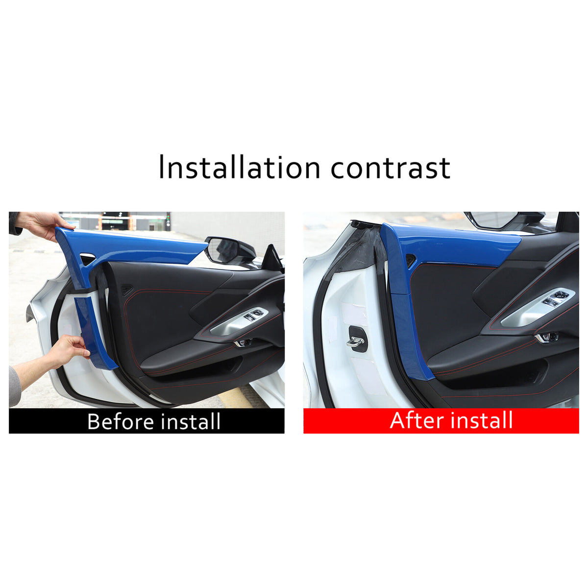 Blue ABS Inner Interior Door Panel Cover Trim For Corvette C8 Z51 Z06 2020-26 23