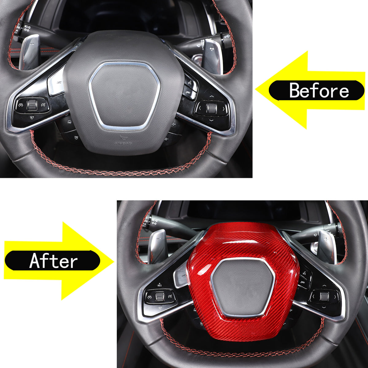 Red Real Carbon Fiber Full Interior Set Decor Trim Kit for Corvette C8 20-25 - Styles 26-30 31