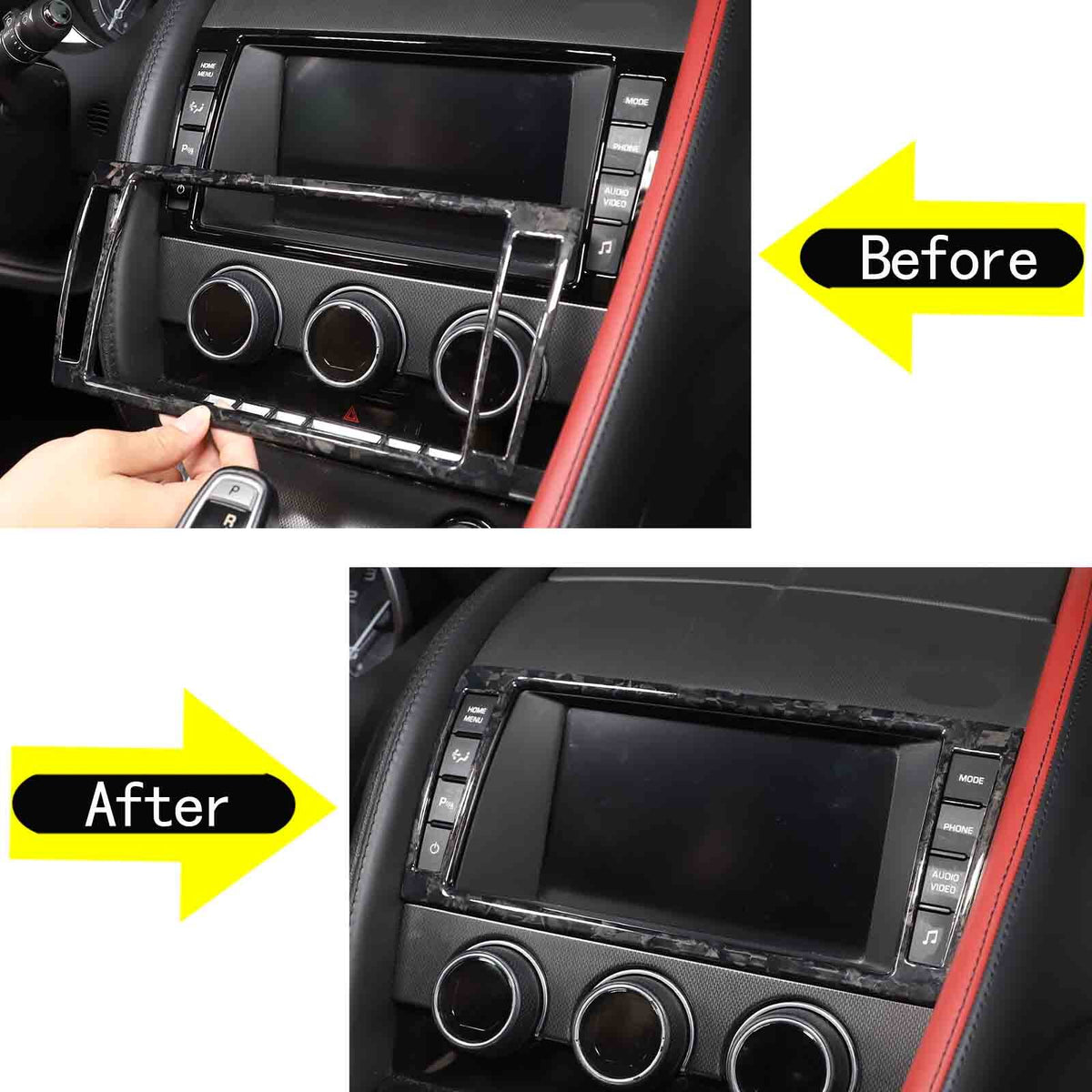 Forged Carbon Fiber Center Console Dashboard Display Trim For Jaguar F-Type 13+ 6