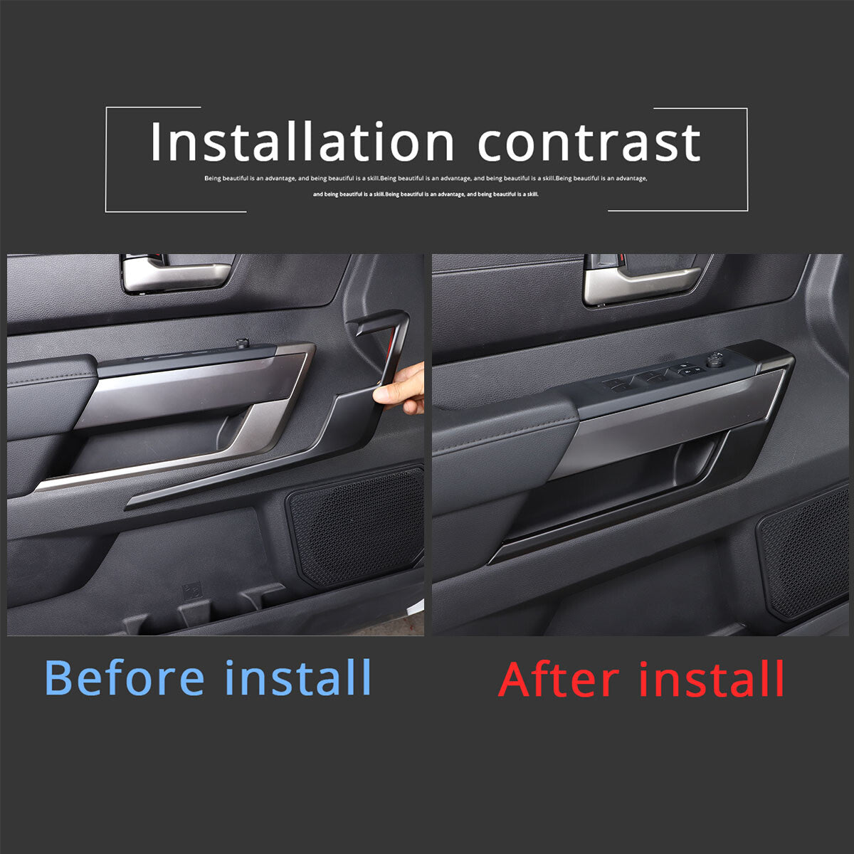 Matte Black ABS Interior Decoration Cover Trim Kit For Toyota Tundra 2022-26 US - Variants 21-25 33