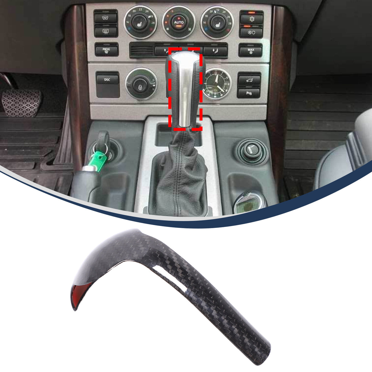 Real Carbon Fiber Center Gear Head Trim For LR Range Rover Sport/Vogue 05-13 2