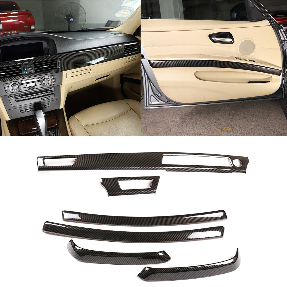 6PCS Carbon Fiber Style Interior Trim For BMW 3 Series E90 4 Door 2005-2012 1
