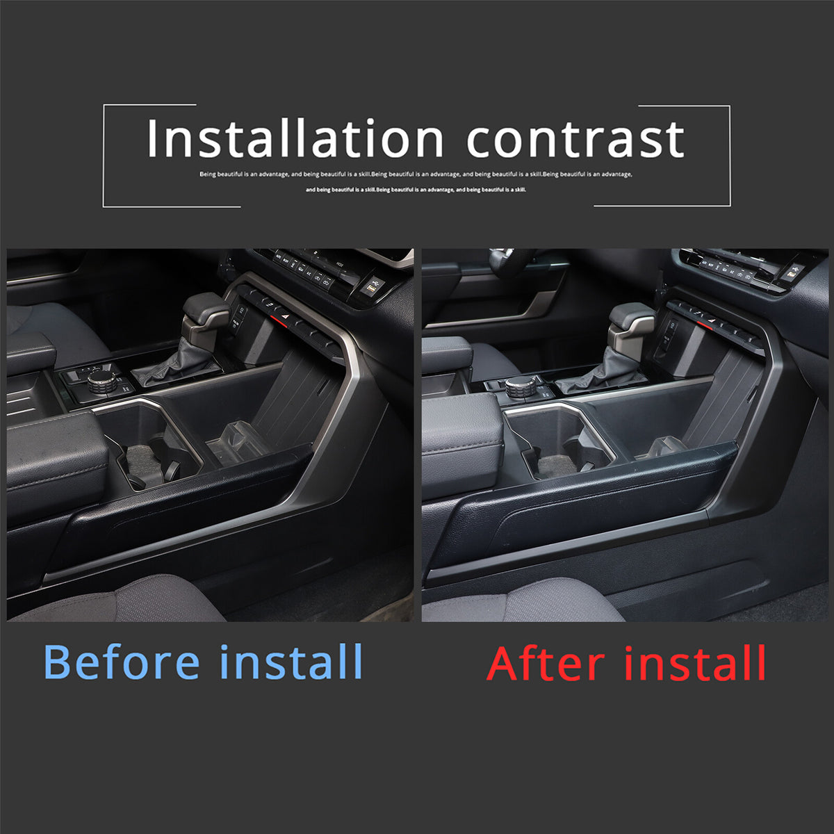 Matte Black ABS Center Console Frame Trim Cover For Tundra / Sequoia 2022-26 US 3
