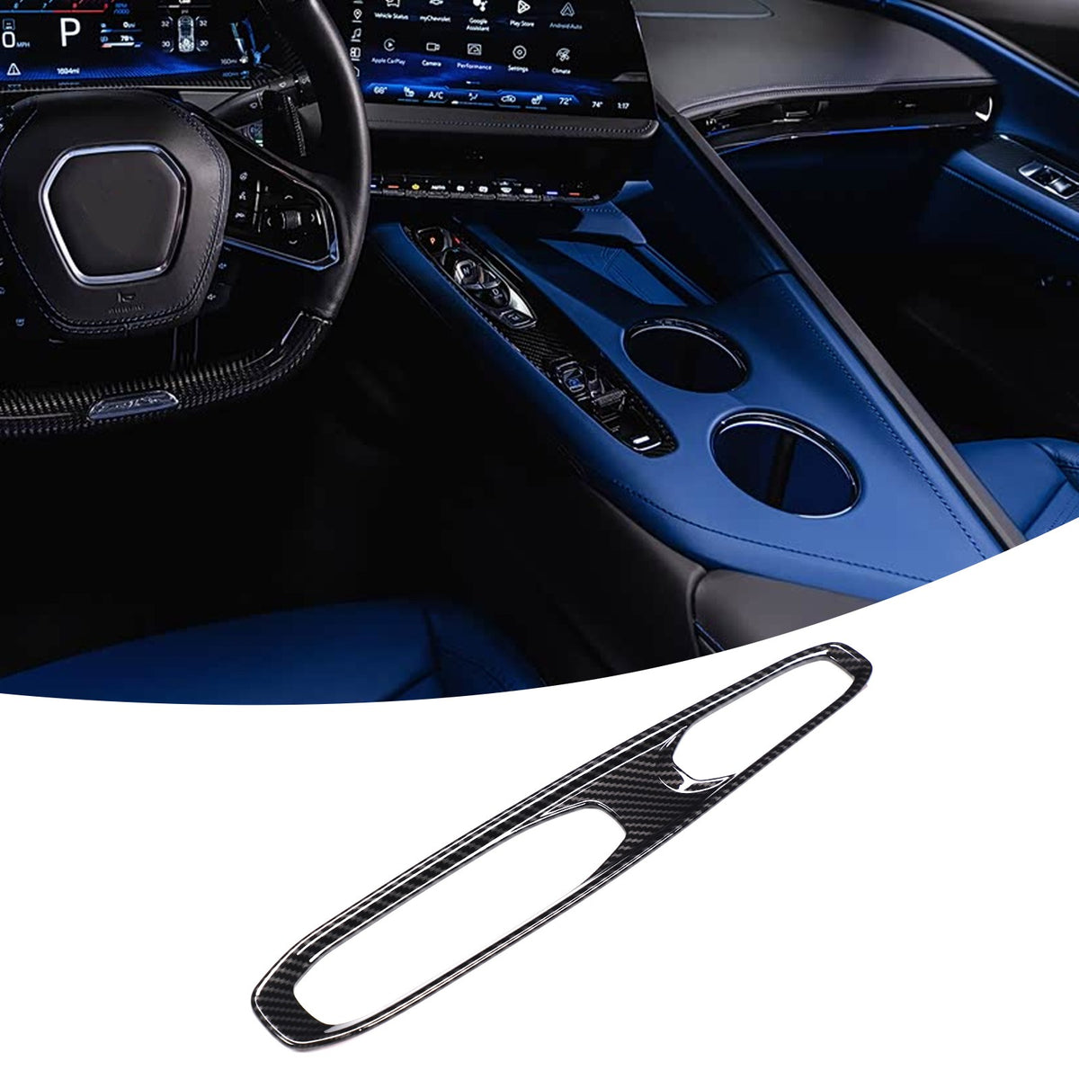 Carbon Fiber ABS Center Console Gear Shift Panel Trim Set For Corvette C8 26+ US 23