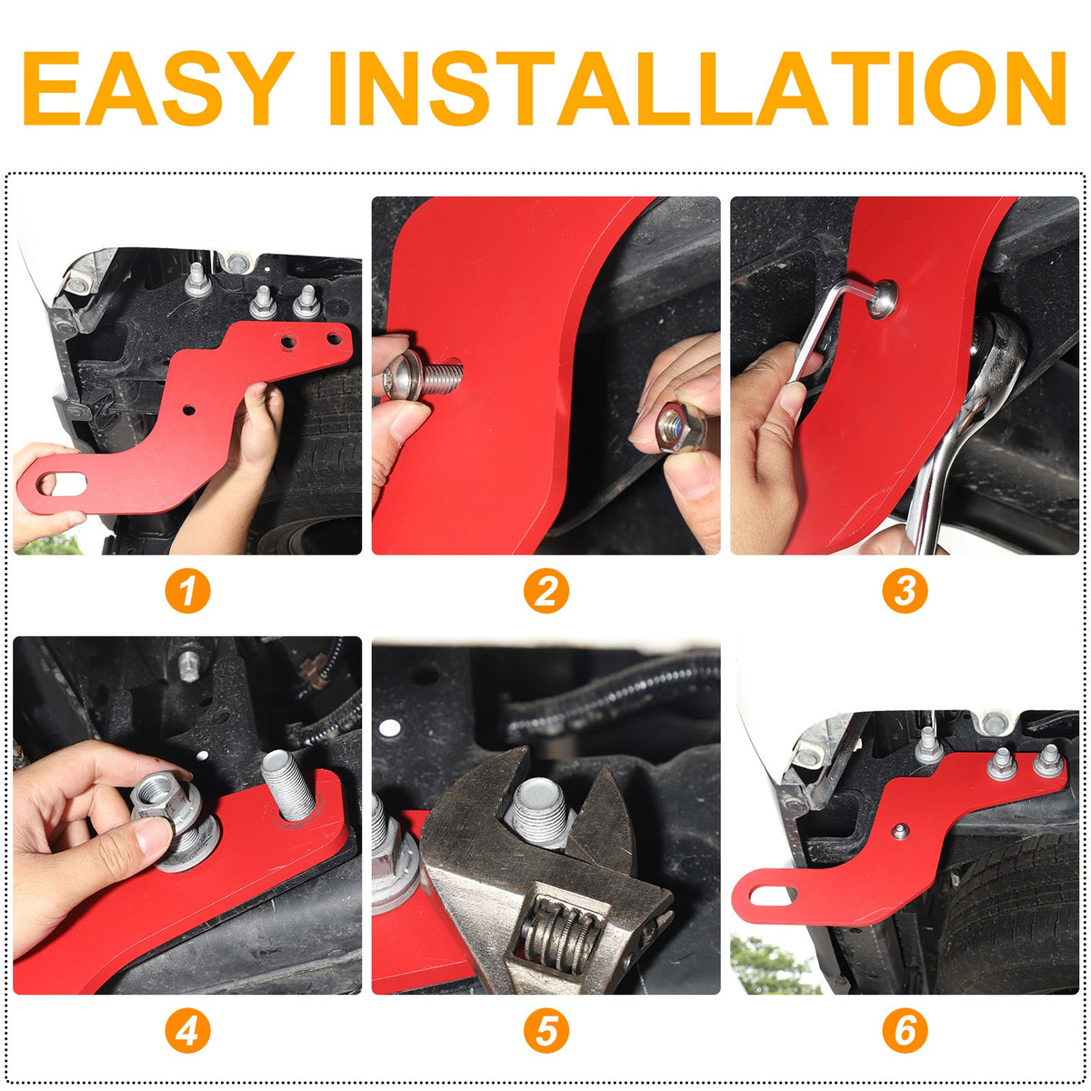 Red Carbon Steel Rear Frame Tow Hook For Toyota Tundra 2022+ US 6