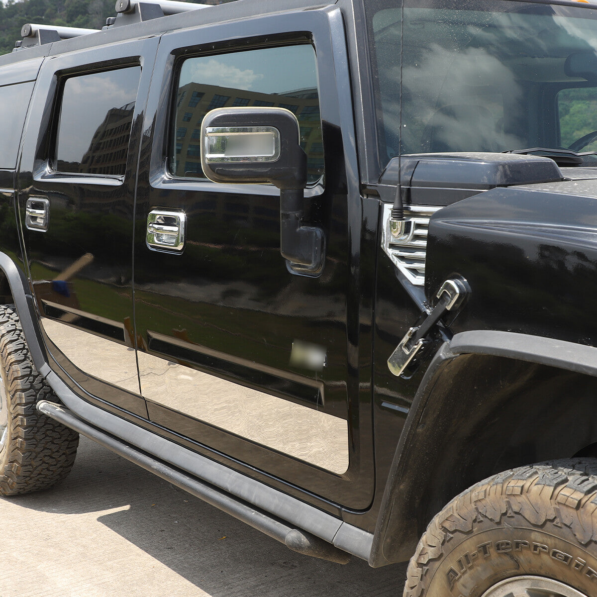 Stick-on Stainless Steel Side Accent Trim 4 Pc Fits Hummer H2 03-09 11