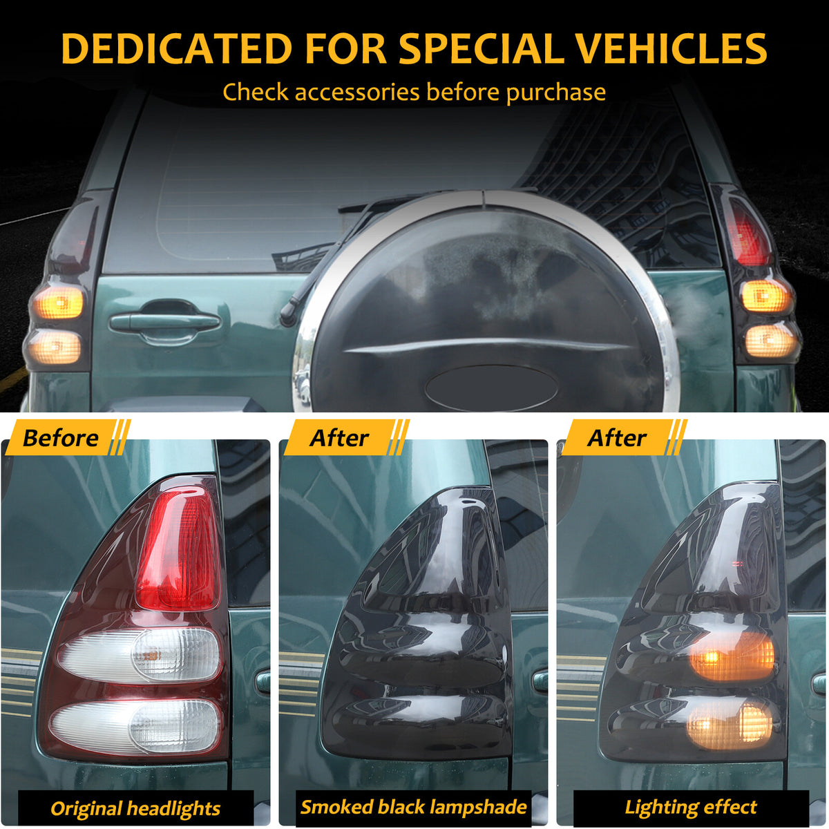 Smoked Black Rear Tail Light Guard Cover Trim Bezel For Toyota Prado FJ120 03-09 18