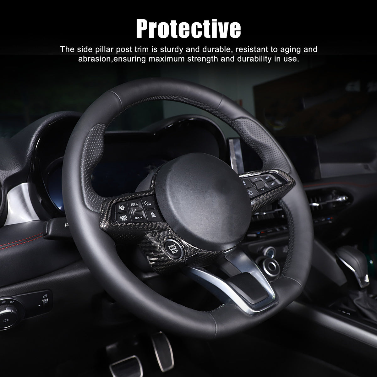 Real Carbon Fiber Steering Wheel Cover Trim For Alfa Romeo Giulia/Stelvio 2020+ 14