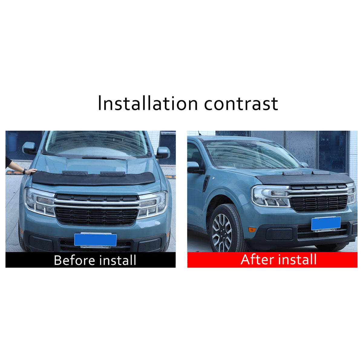 Black Car Bonnet Hood Bra Protector Mask Cover For Ford Maverick 2022-23 US 13