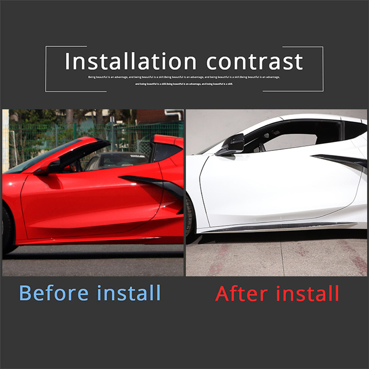 4PCS Soft Carbon Fiber Side Skirt Body Protector Trim For Corvette C8 2020-26 US 11