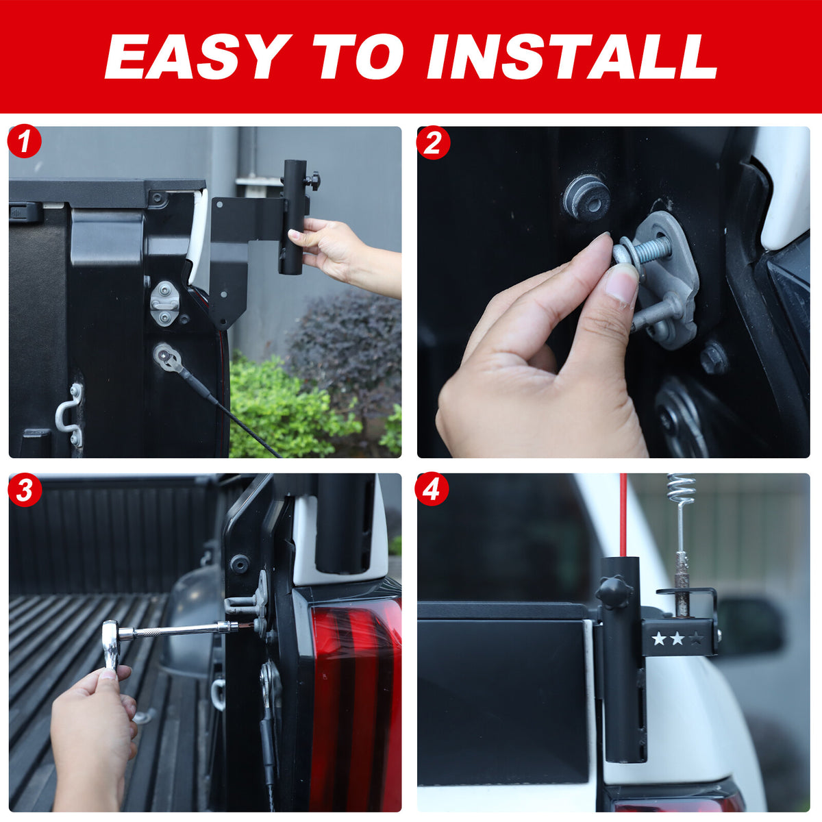 Front Bumper Flagpole Holder Antenna Mount Bracket For Toyota Tundra 2022-25 US 20