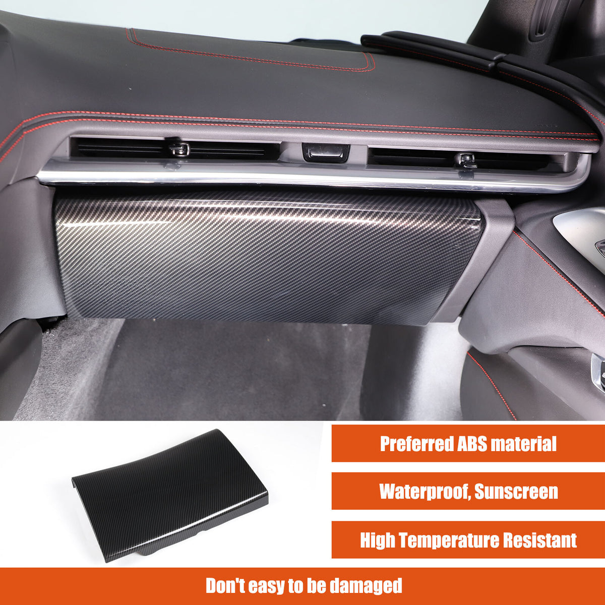 ABS Carbon Fiber Co-pilot Storage Glove Box Cover Trim For C8 Corvette 2020-2026 6