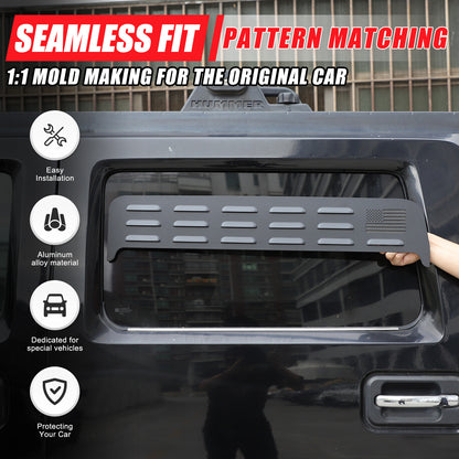 USA Flag Rear Window Vent Louver Shutter Cover Trim for Hummer H2 2003-09 US 5