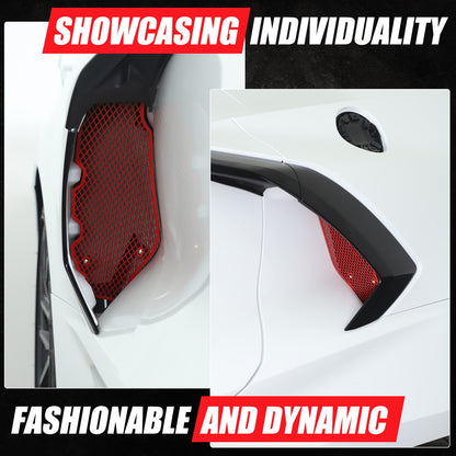 Red Steel Side Intake Mesh Grille Insert Guard For Corvette C8 2020-2026 10