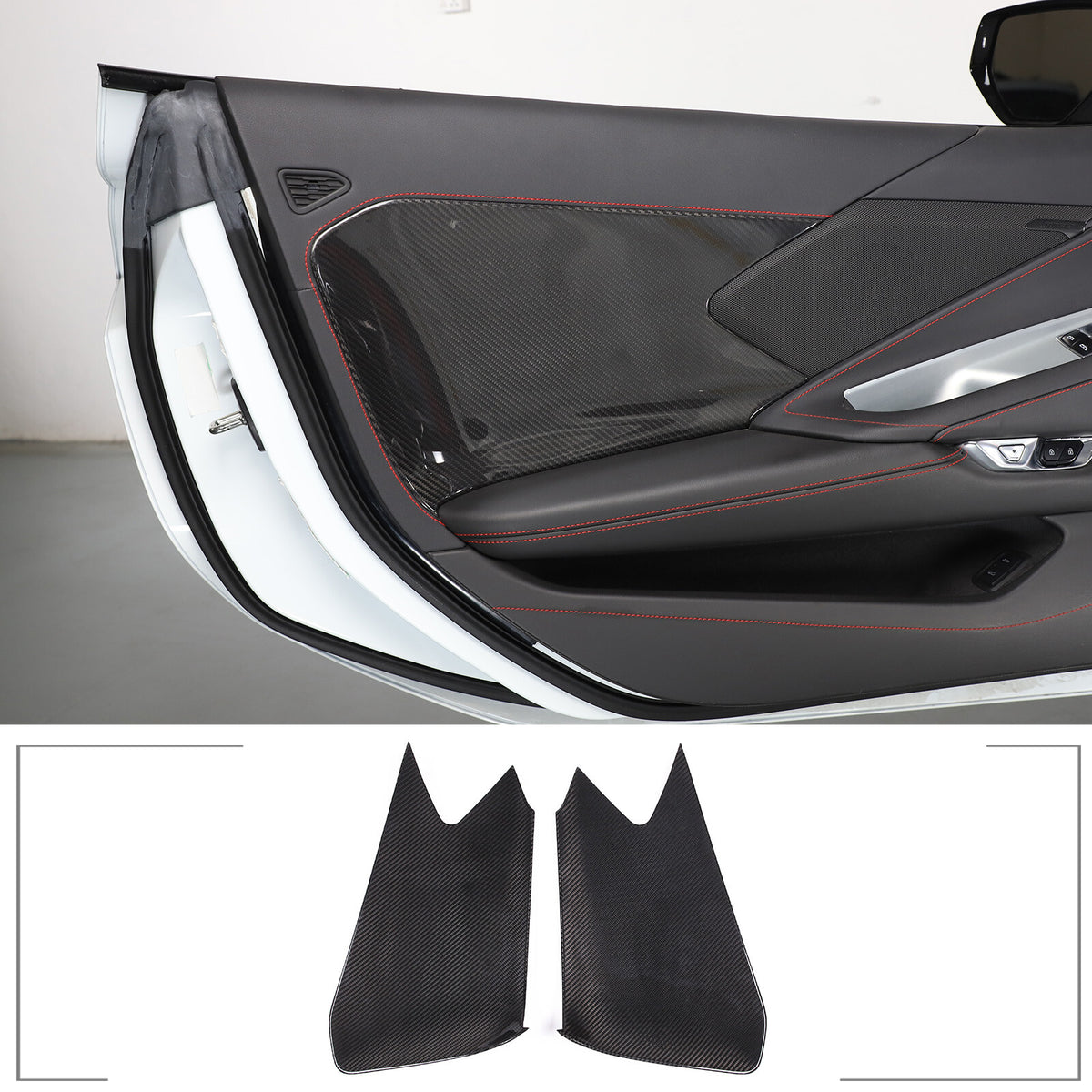 Real Carbon Fiber Interior Door Cover Trim Decoration for Corvette C8 2020-26 US 18
