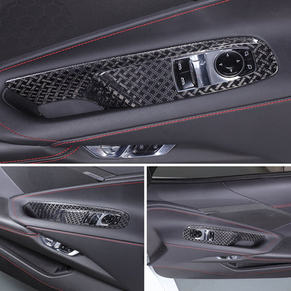 Real Carbon Fiber Window Lift Button Frame Trim For Corvette C8 Coup 2020-2026 11