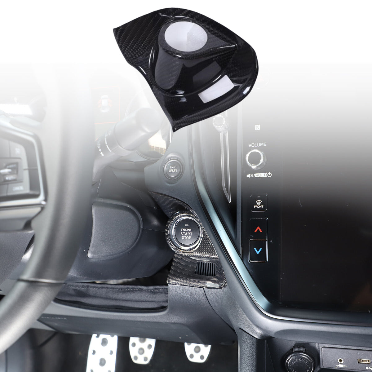 Real Carbon fiber Engine Start Stop Button Cover Trim For Subaru WRX VB 2022-24 3