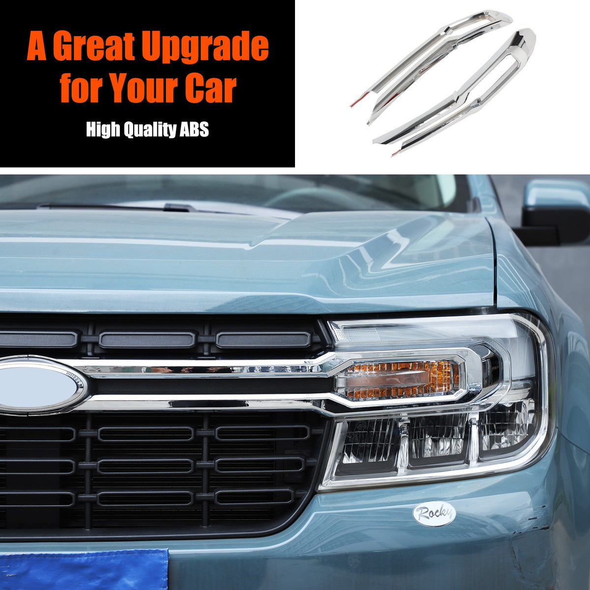 Glossy Piano Black Front Grille Cross Bar Trim For Ford Maverick 2022-2024 14