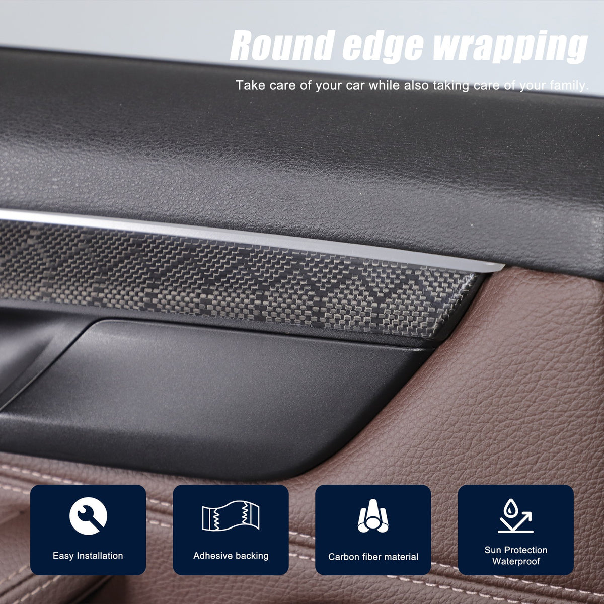 Hondycomb Carbon Fiber Interior Door Panel Trim Cover For BMW X5 X6 F15 F16 14+ 13