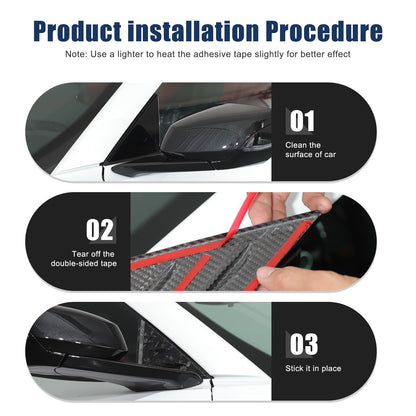 Forged Real Carbon Fiber A-Pillar Triangle Trim Cover For Corvette C8 2020+ 4