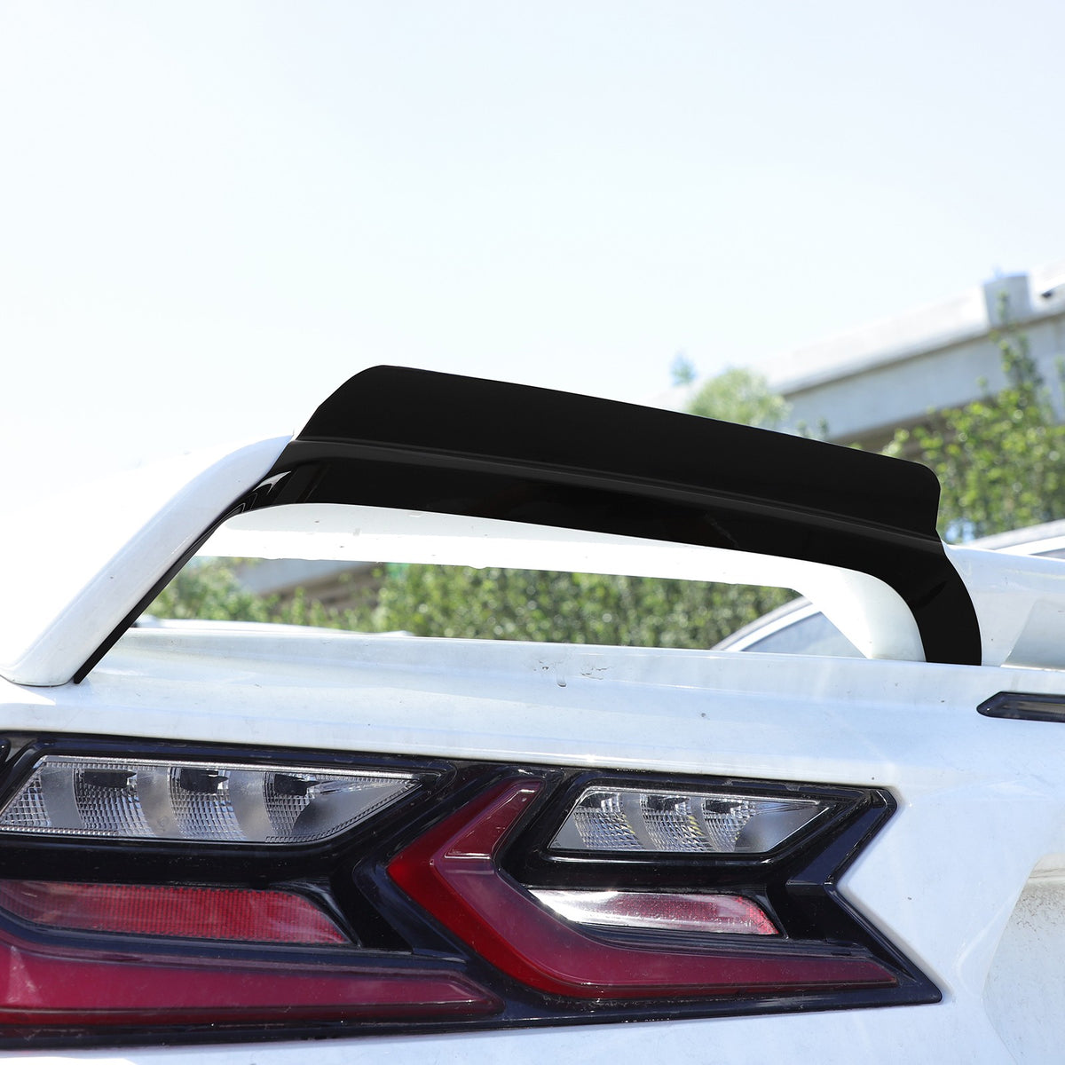 Glossy Piano Black Rear Spoiler Wing Cover Trim Frame For Corvette C8 2020-26 16