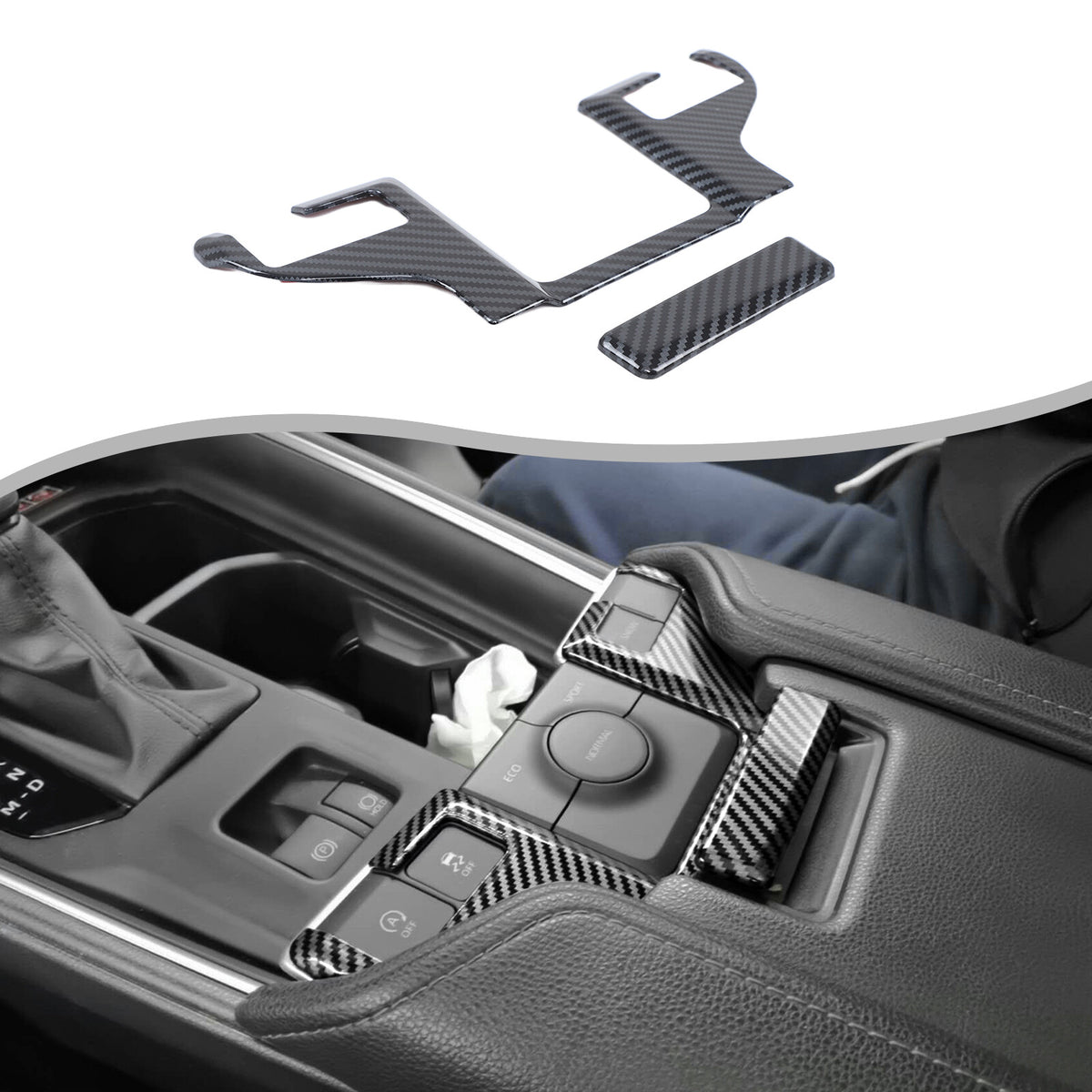 3pcs Carbon Fiber Center Console Trim Sets For Toyota Grand Highlander 2024+ 4