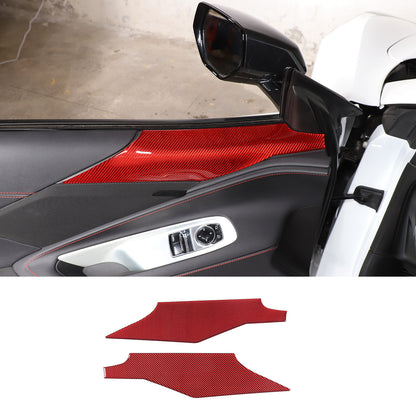 Red Soft Carbon Fiber Interior Decor Trim Kit Cover Set For Corvette C8 20-25 198