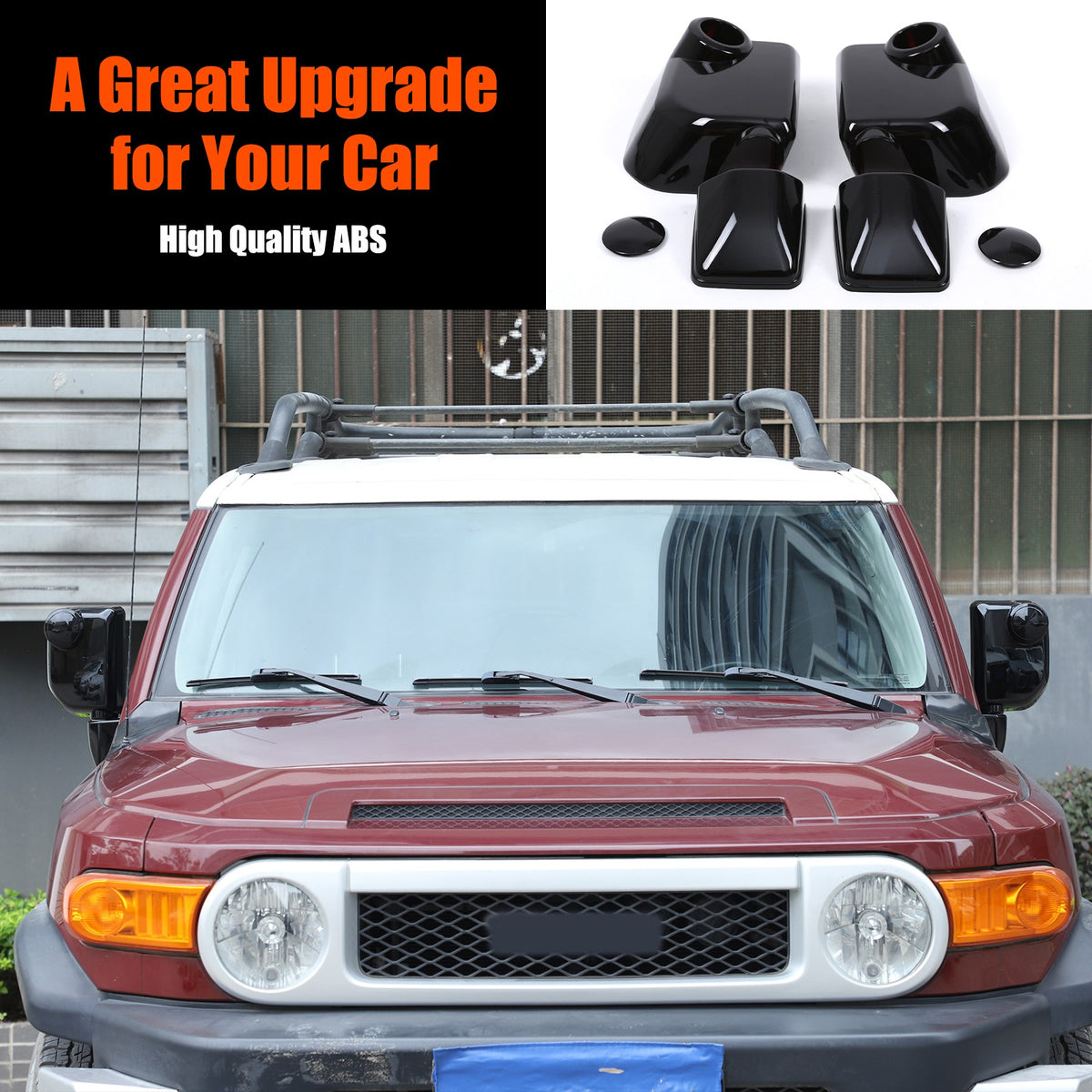 Glossy Piano Black ABS Side Mirror Cover Trim For Toyota FJ Cruiser 2007-2021 13