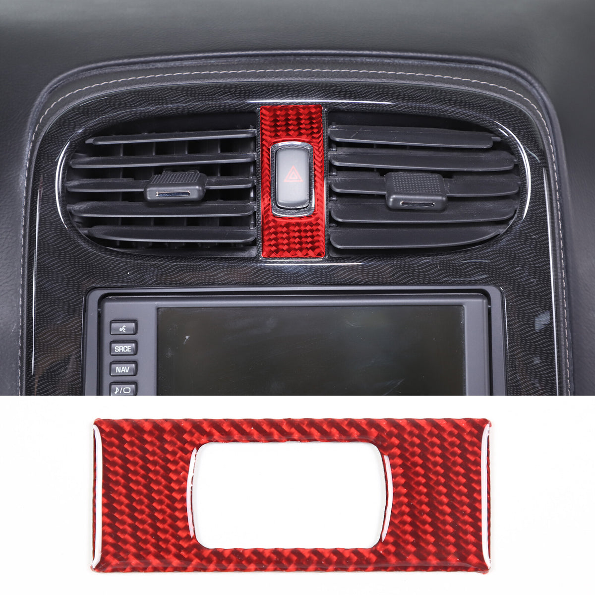 10PCS Red Carbon Fiber Full Center Console GPS Sticker Trim Set For corvette C6 6