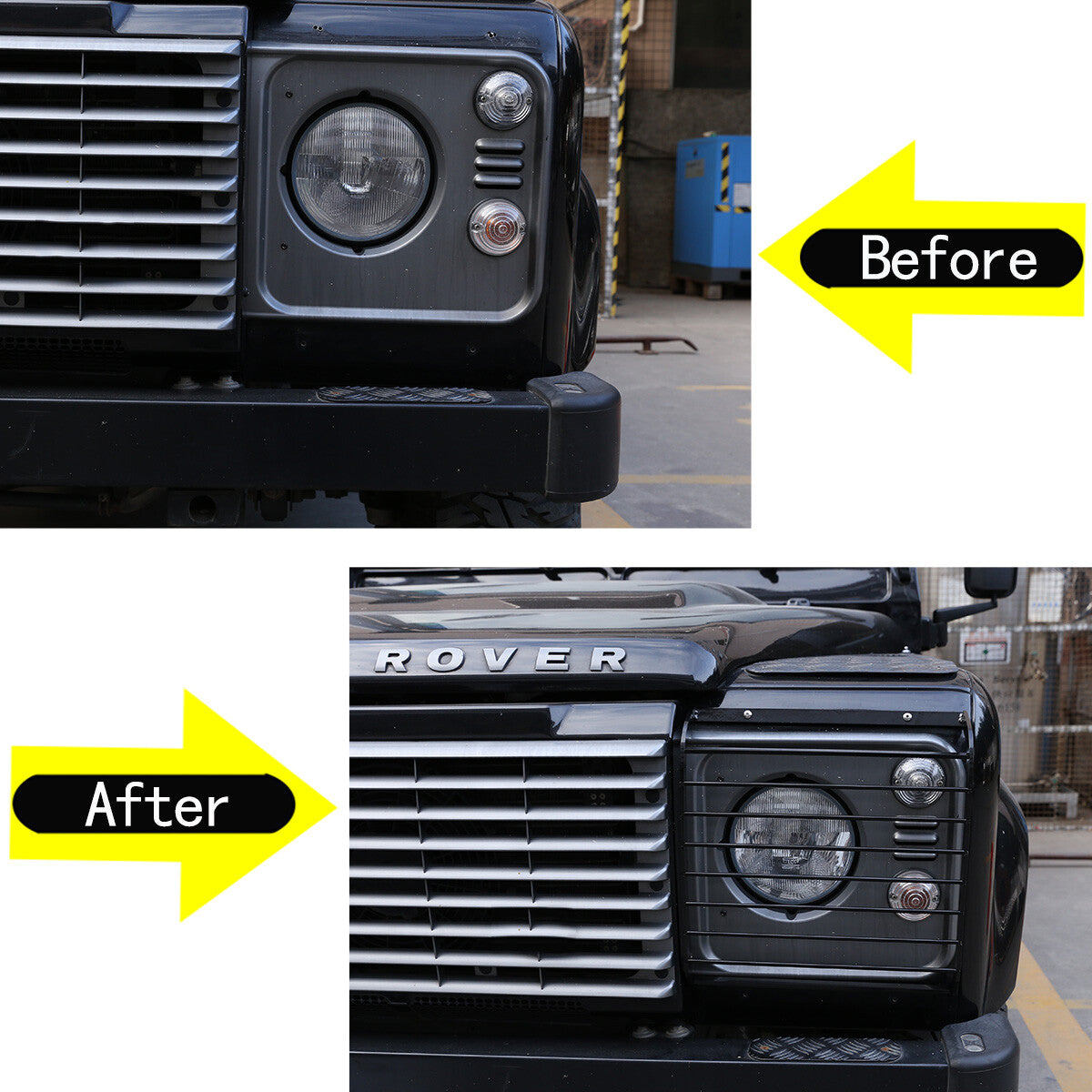 Front Headlight Lamp Guard Protector Cover Trim For Land Rover Defender 2004-18 4