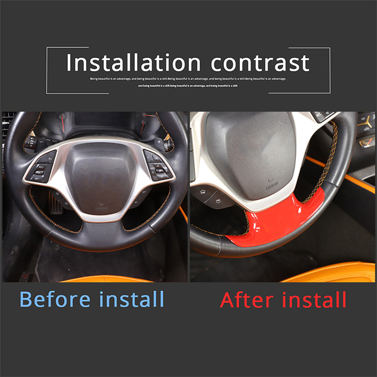 Sports Red ABS Interior Decoration Cover Trim Kit For Corvette C7 2014-19 - Styles 6-10 36