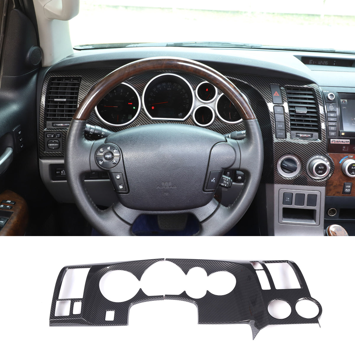 7pcs Carbon Fiber ABS Center Console Cover Trim Frame For Toyota Tundra 2007-13 7