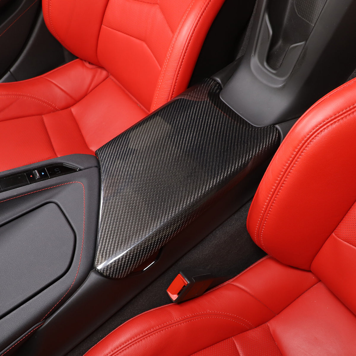 Real Carbon Fiber Center Console Armrest Box Cover Trim For Corvette C8 2020-26 7