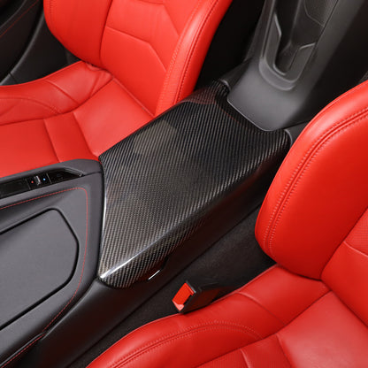 Real Carbon Fiber Center Console Armrest Box Cover Trim For Corvette C8 2020-26 7