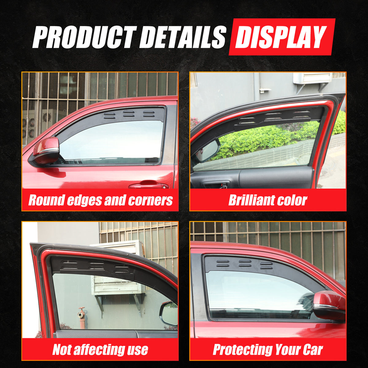 Alloy Rear Window Ventilation Louver Shutter Trim For Toyota Tacoma 16-22 US 8