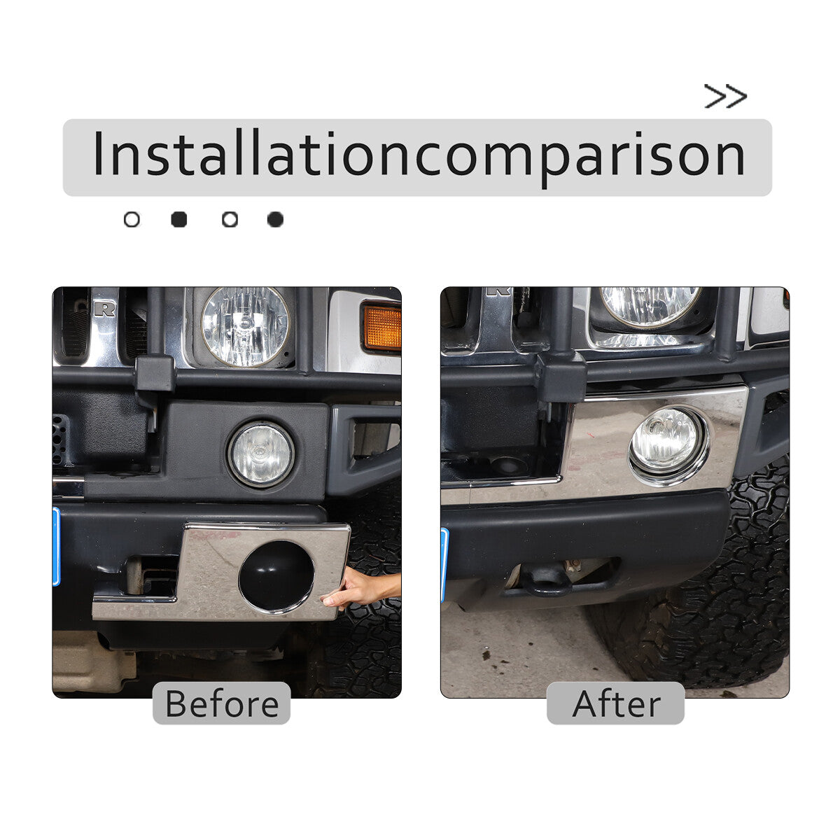 3PCS Chrome Silver Front Bumper Cover Trim Fit for 2003-2009 Hummer H2 US 2