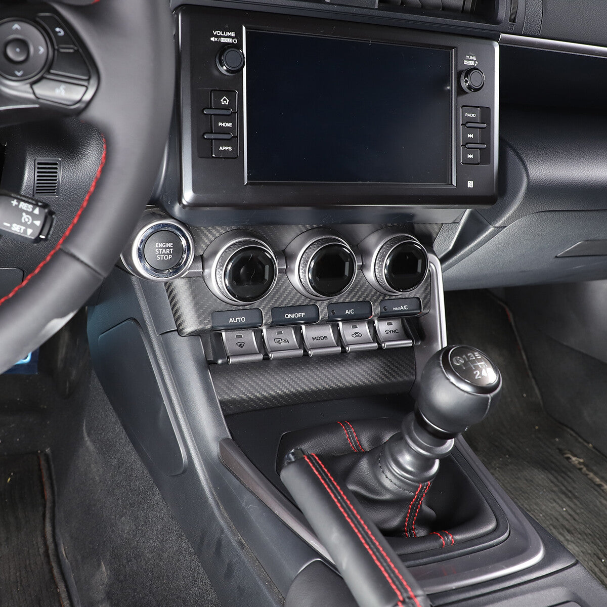 Real Carbon Fiber Console AC Panel Trim Cover For Tayota 86/Subaru BRZ 2022 3