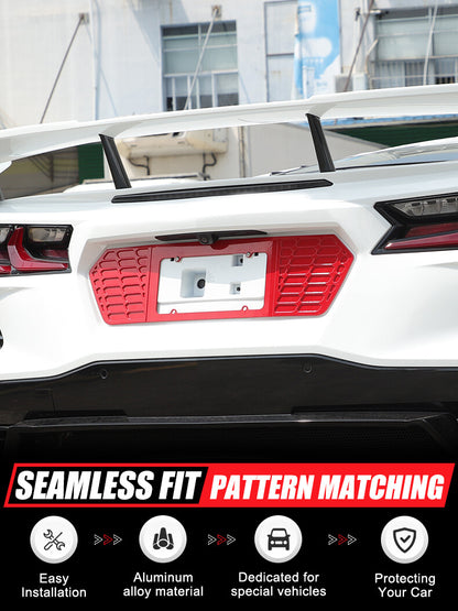 Alloy Rear License Plate Filler Trim Cover For Corvette C8 Stingray Z51 20+ 25