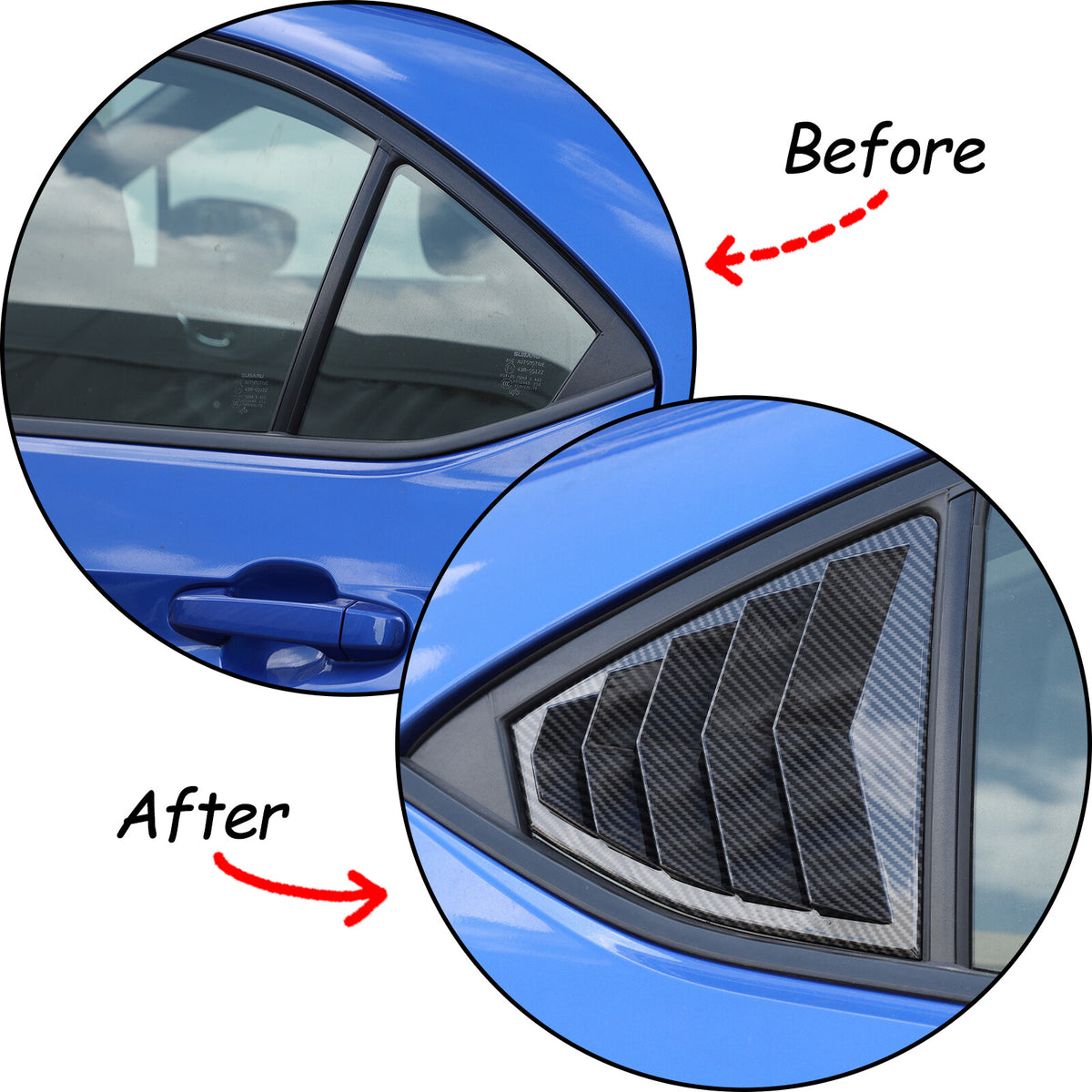 ABS Carbon Fiber Rear Window Louvers Shutter Blinds Trim For Subaru WRX VB 22-24 5