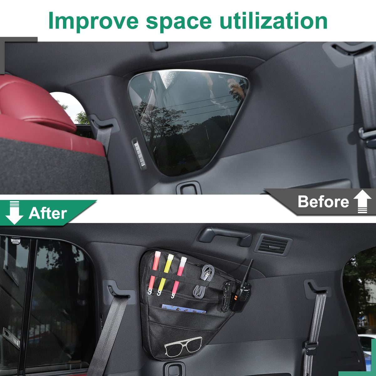 Rear Trunk Cargo Side Window Organizer Storage Pouch For Lexus LX 2022+ 13