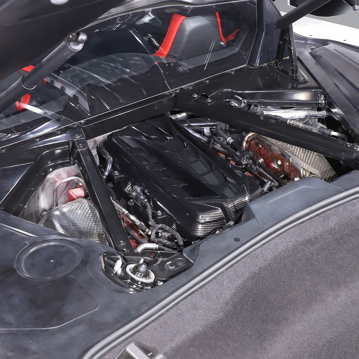 ABS Carbon Fiber Engine Bay Panel Cover in Edge Black For Corvette Coupe C8 20+ 4
