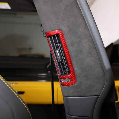 Red Carbon Fiber Car B Pillar Air Outlet Cover Trim For LAMBORGHINI URUS 18-23 2