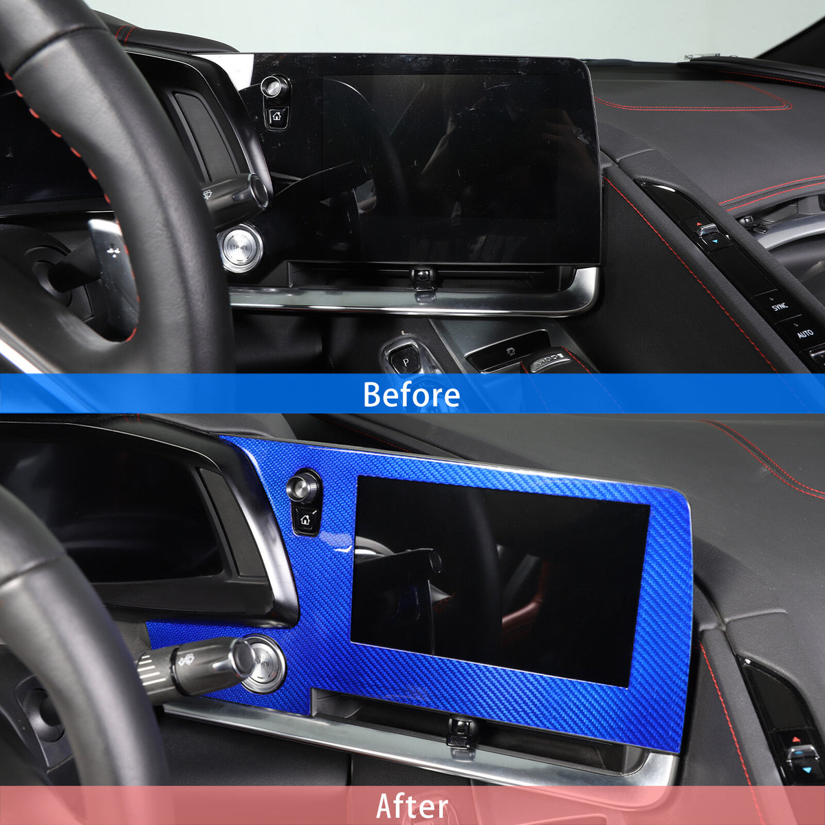 Blue Real Carbon Fiber Full Interior Set Decor Trim Kit for Corvette C8 20-25 - Variants 11-15 50