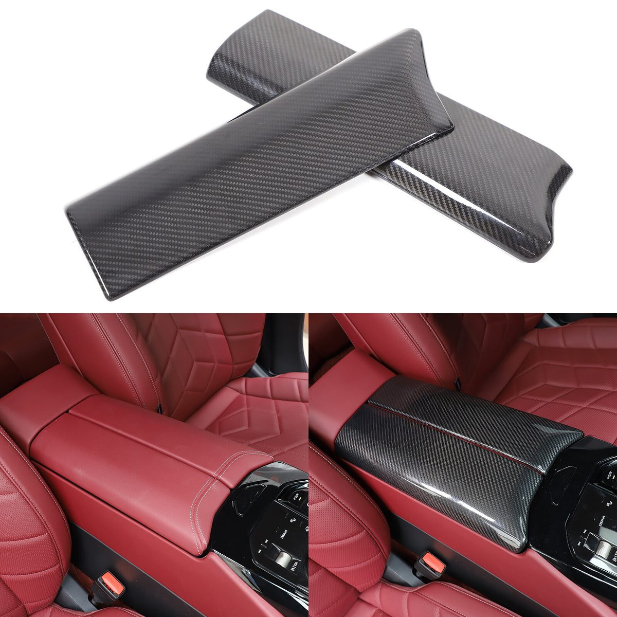 Real Carbon Fiber Center Console Armrest Box Cover Trim For BMW 5 Series G60 24+ 3