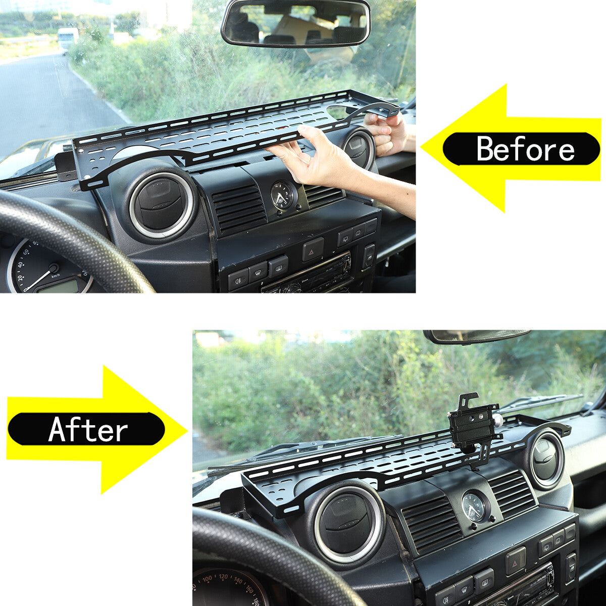 Front Dashboard Tray Storage Box with Phone holder For Land Rover Defender 04-19 3