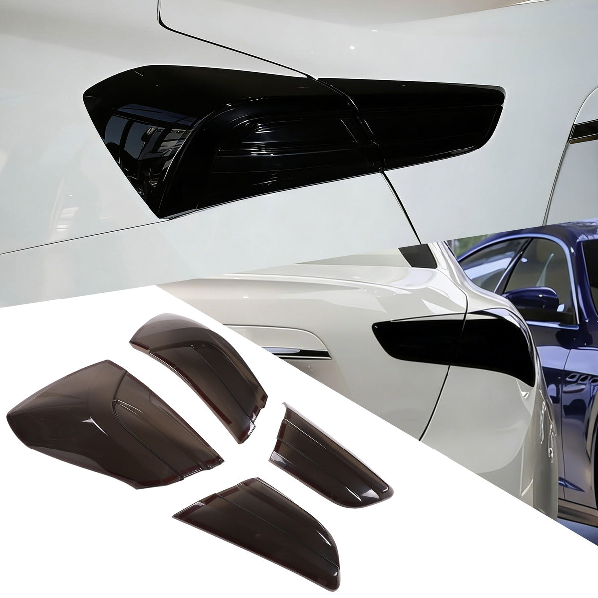 Smoked Rear Tail Light Guard Cover Trim For Maserati Ghibli 2021-24 US 10
