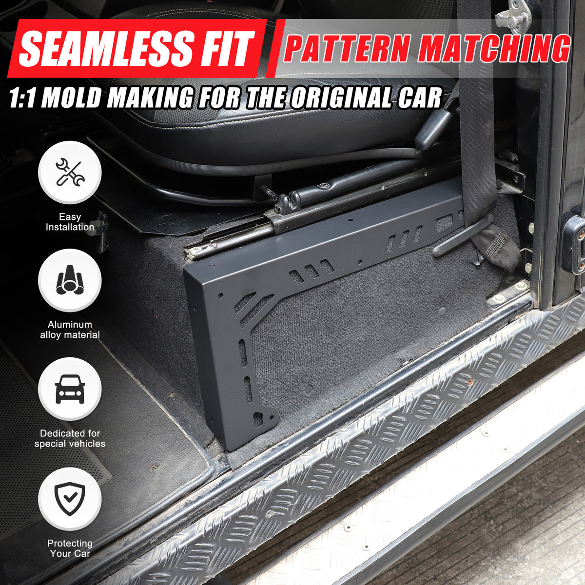 Black Seat Box Corner Carpet Mat Protector For Land Rover Defender L316 2004-18 2